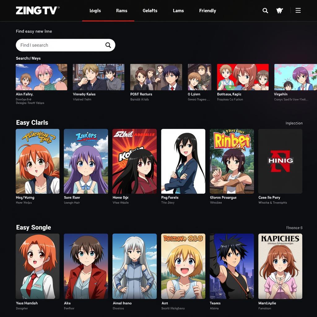 Giao diện website huyết chiến anime zing tv