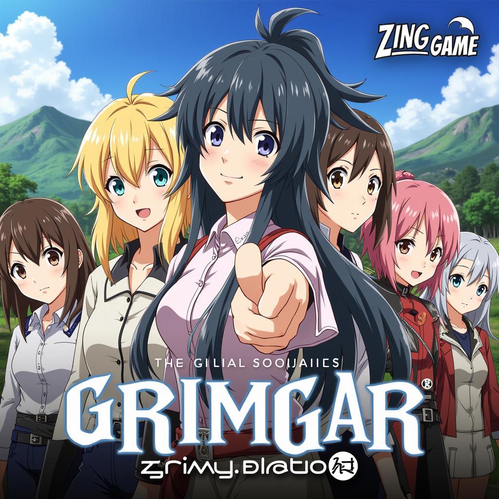 Poster quảng cáo Grimgar Zing Fansub với hình ảnh nhóm nhân vật chính và logo Zing Game.