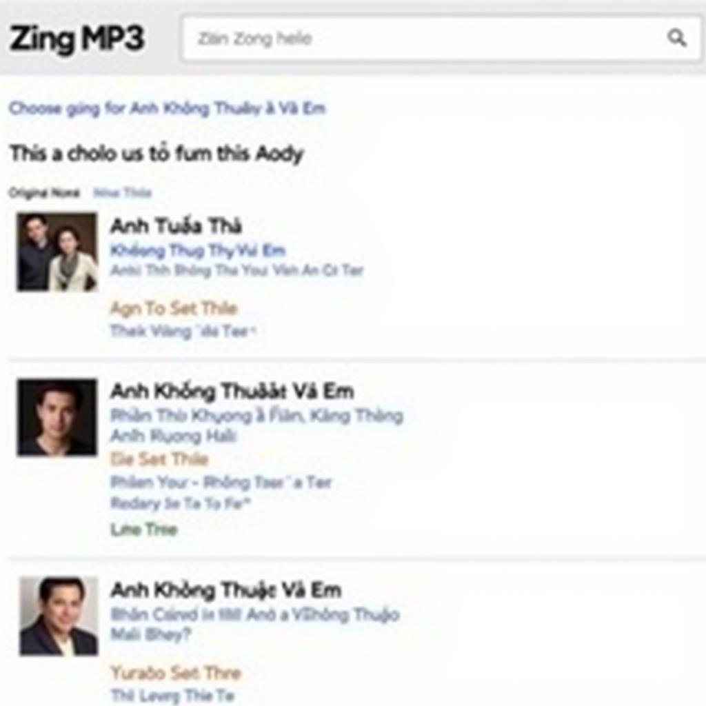 Tìm kiếm "Anh Không Thuộc Về Em" trên Zing MP3