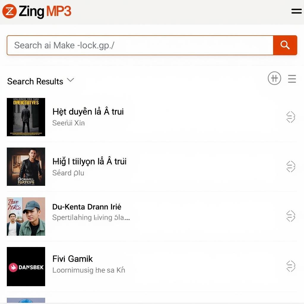 Tìm kiếm nhạc trên Zing MP3