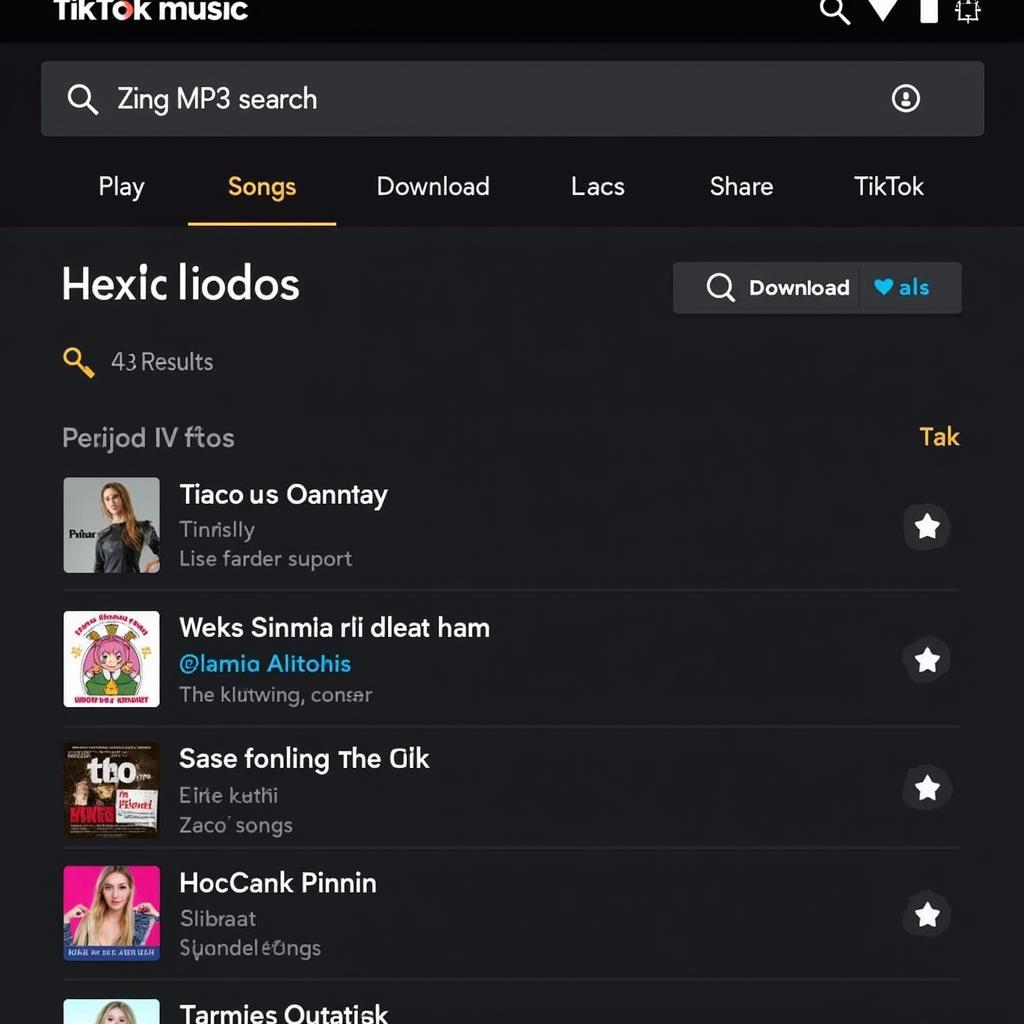 Tìm kiếm nhạc Zing MP3 cho TikTok