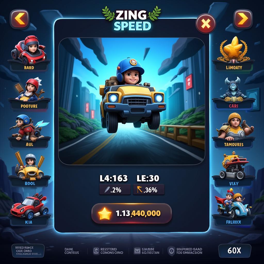 Zing Speed trên Zing Me: Hình ảnh giao diện game và người chơi đua xe.